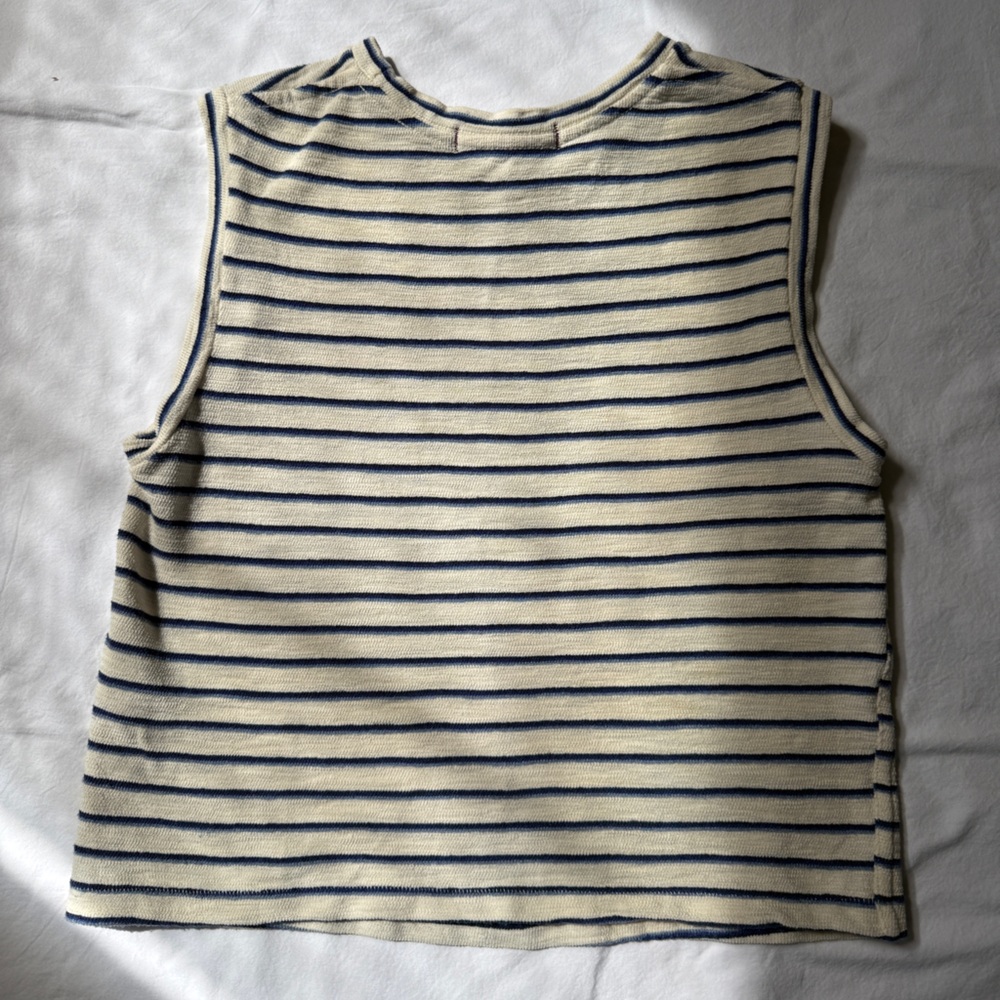 AMO Striped Tank Top in Navy and Cream